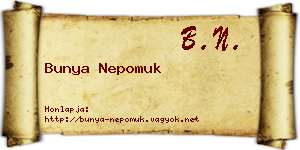 Bunya Nepomuk névjegykártya